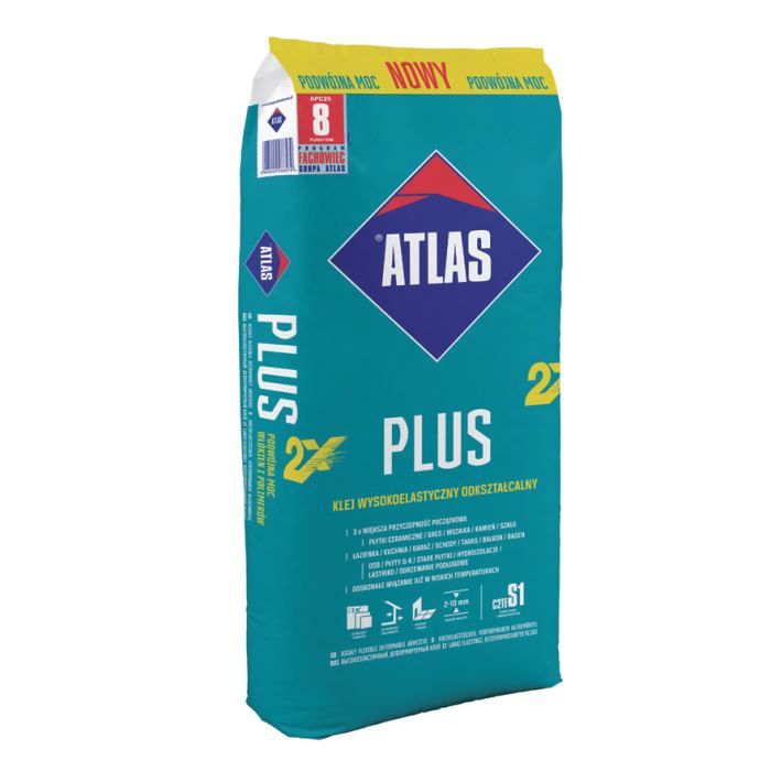 ATLAS PLUS 2x elastīga flīžu līme 25kg